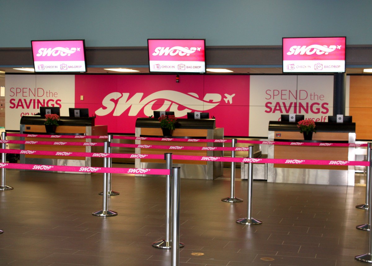 yxxairport's tweet image. The #YXX Terminal has been Swoopified! #FlySwoop LAUNCH next week! 
Let the #countdown begin - Only 5 more days!!!
Book your flights at flyswoop.com