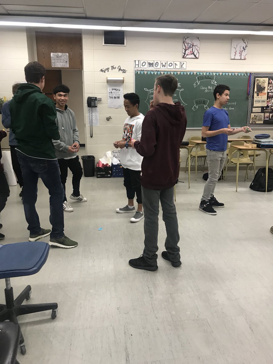 MrsHerrickSCCHS's tweet photo. We recently had special guests (including the principal!) run a cultural stimulation for students to intro our Indigenous Societies of Canada unit. Movement+engagement=necessary in June! #rafarafa #scchs https://t.co/K9pvozbgPz