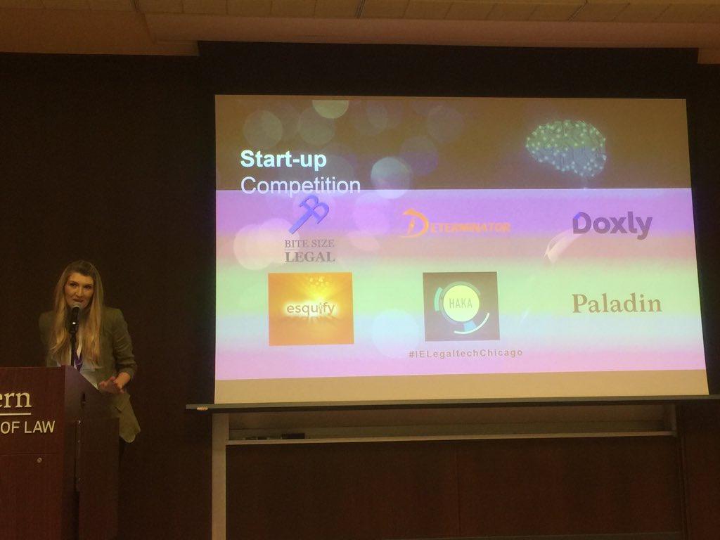 yolandaregodon's tweet photo. Ready to see pitches from @bitesizelegal, @DoxlyApp, @Esquify, @JoinPaladin, #HAKA and #Determinator. And hear feedback from our jury members @IElaw @NorthwesternLaw @IE_Ventures #IELegaltechChicago https://t.co/FcFQwFsx2J