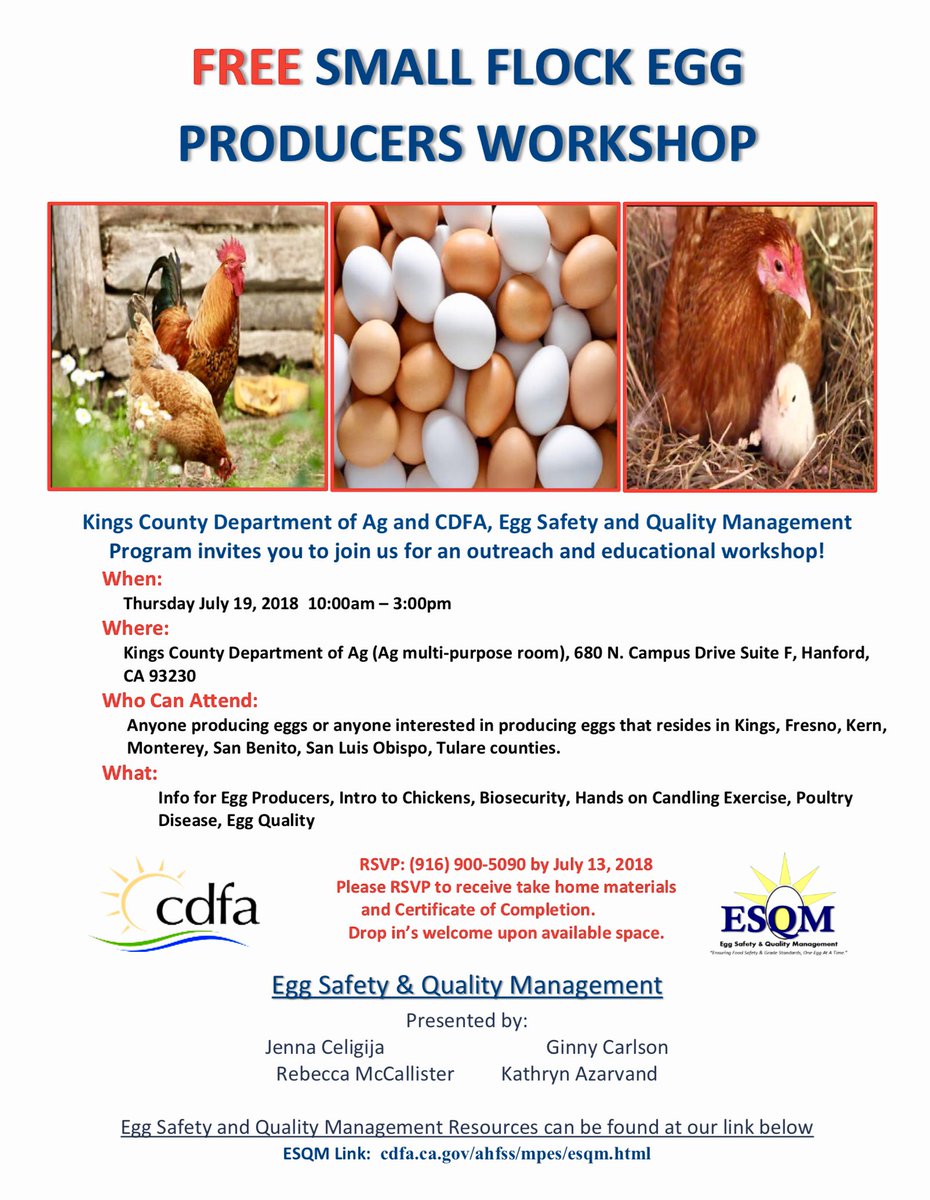 KingsAgComm's tweet image. Come join us for a FREE Small Flock Egg Producers Workshop on July 19, 2018!!! 🐓🥚🐥