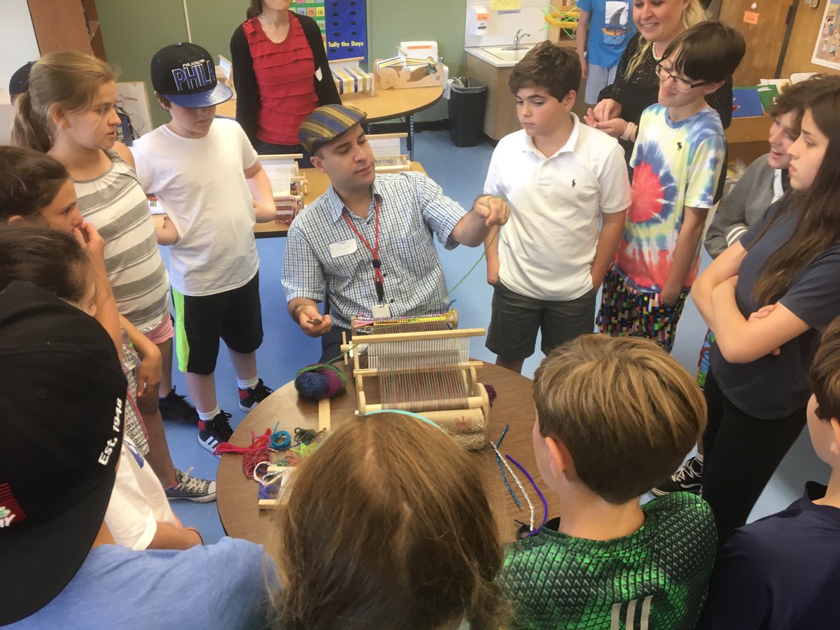 Ruben is teaching our 5th grade students how to use the Cricket Loom to weave yarn into beautiful wall hangings! This is a traditional process used in Central America &amp; South America. Thank you Senora Epron and the Parkway PTA for supporting this wonderful learning opportunity!