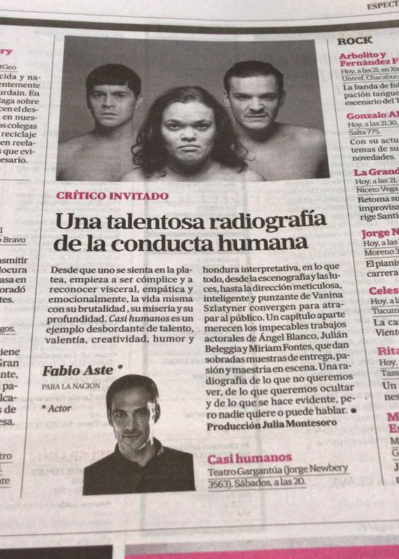 #Argentina #Teatro #Sabado 20 hs en Teatro Gargantua (Jorge Newbery 3563). @CasiHumanosOk en <a href="/LANACION/">LA NACION</a> 🎭