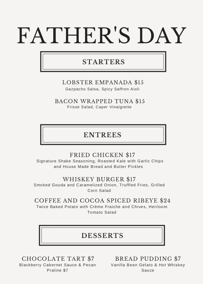 Celebrate Father’s Day at Red Knot with these delicious specials. Prefix available - choose one appetizer, one entree, and one dessert for $32 per person. #fathersday #redknotrestaurant #gallopinghillgolfcourse #kenilworthnj