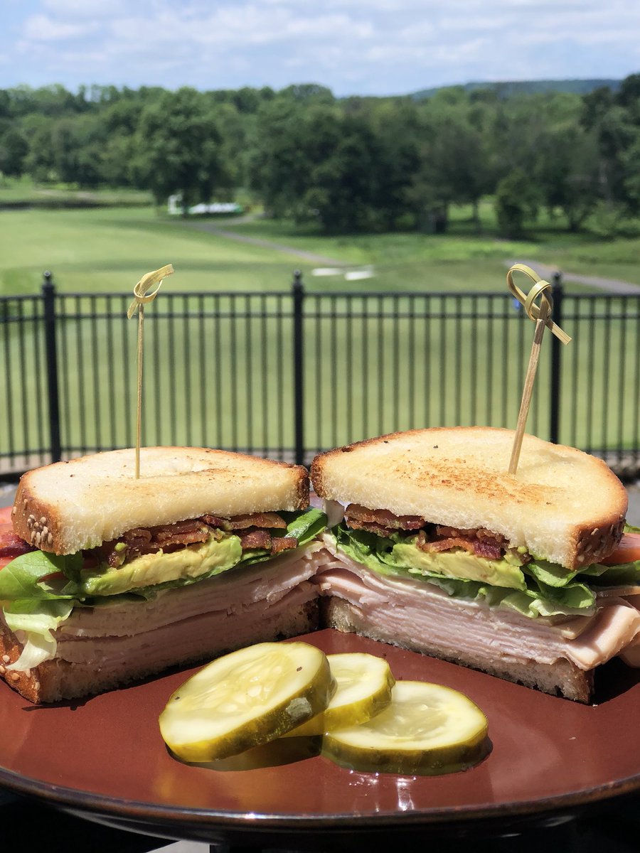Lunch with a view. #turkeycobbsandwich #lunchtime #redknotrestaurant #gallopinghillgolfcourse