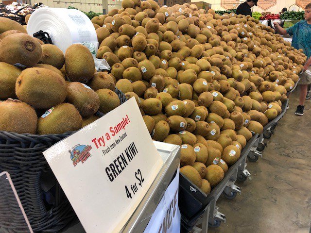 OppyProduce's tweet photo. Green and SunGold @ZESPRIkiwifruit fresh from #NewZealand created one of the biggest kiwi displays we’ve seen! Debuting at @FreshfieldsJax. #OppyNews #FreshProduce 🥝 https://t.co/whgpjudEpz