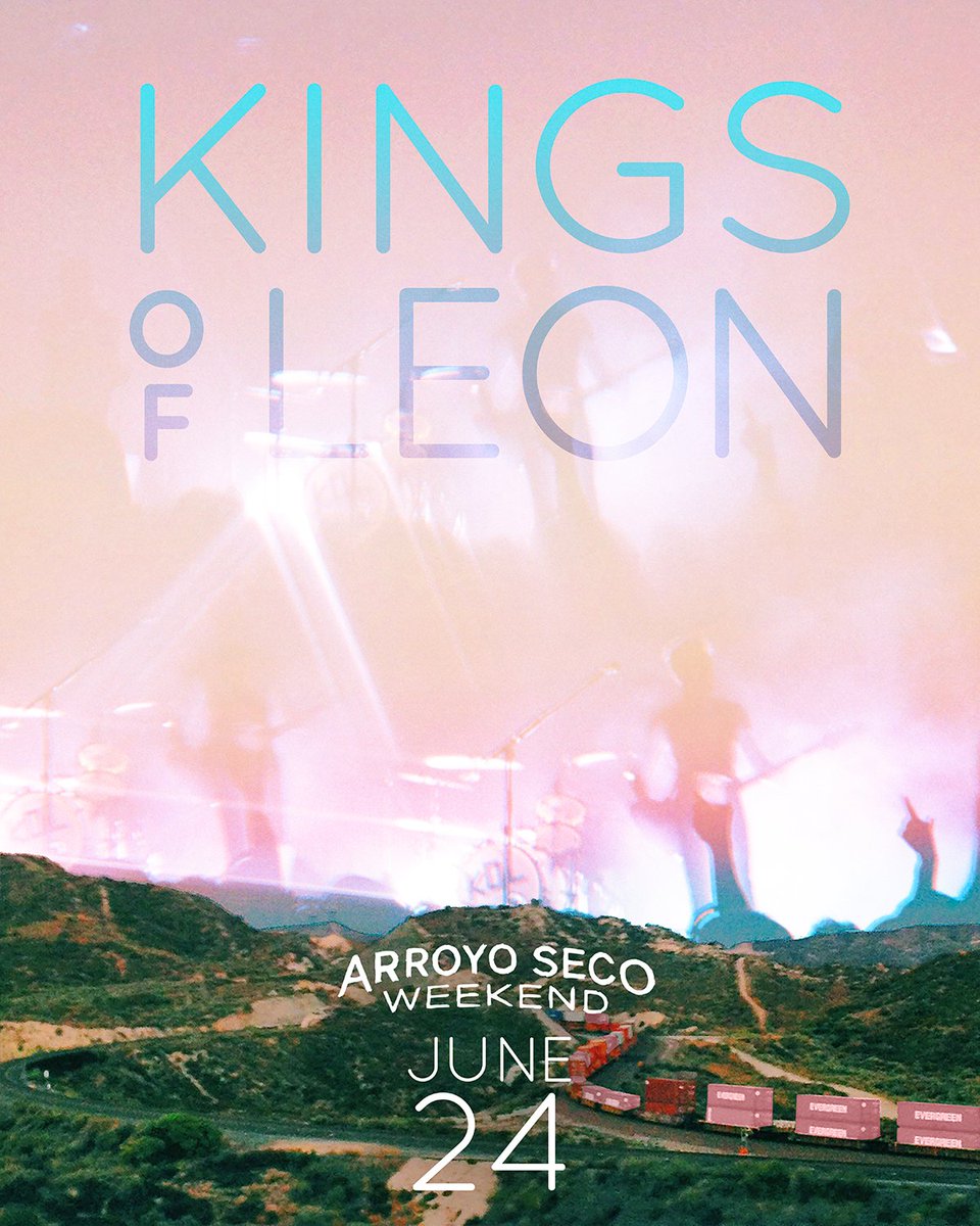 KingsOfLeon's tweet photo. KOL is headlining @ArroyoSecoWknd next Sunday, June 24th. More info at https://t.co/p6zv5QQhFm https://t.co/GNGxl28TcM