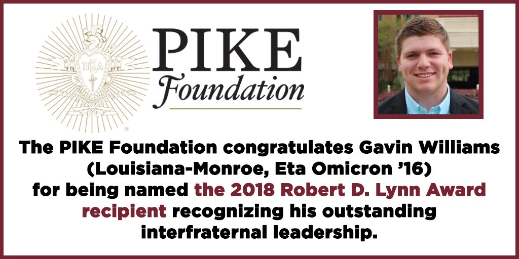 Congratulations Brother Williams (<a href="/DaHoPikes/">Pi Kappa Alpha at ULM</a>)! #PIKEFoundation