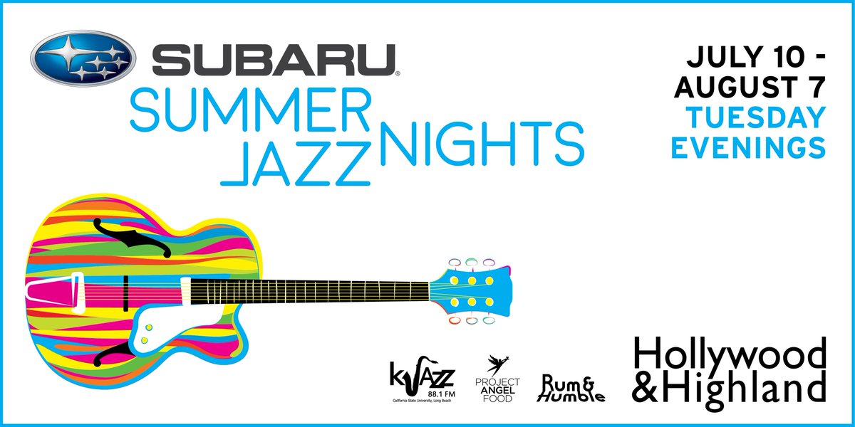Free live #jazz music is back! Sway to the sounds of #summer at Subaru Summer Jazz Nights kicking off Tuesday, July 10 at 7 p.m. Stay tuned as we announce the artists who will be preforming. Series presented by @subaru_usa. #SSJN
