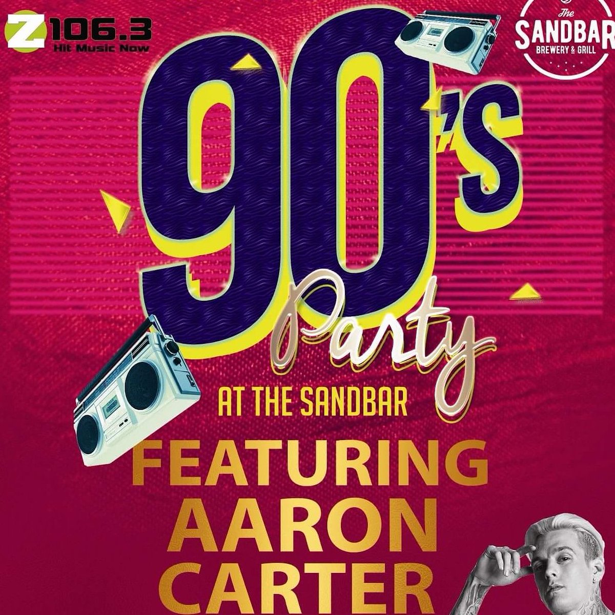 TONIGHT!! 90's party featuring Aaron Carter at The Sand Bar and Grill!!