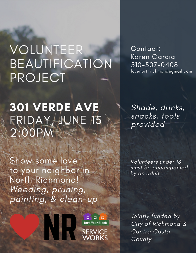 Come out and join us today for some community building work in North Richmond! <a href="/supejohngioia/">John Gioia</a> <a href="/richmondcsd/">RichCA CommunitySvcs</a> <a href="/HealthyRichmond/">Healthy Richmond</a>