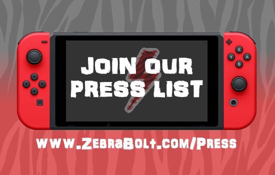 ZebraBolt's tweet image. Do you cover Nintendo Switch content? Join our press list! We have exciting news to share very soon. - zebrabolt.com/press/ 📬🤐

Please help us share/RT this if you don't mind. 👍😎

#zebrabolt #NintendoSwitch #presslist #nindies #nintendo #indiegamedev #gaming #publishing