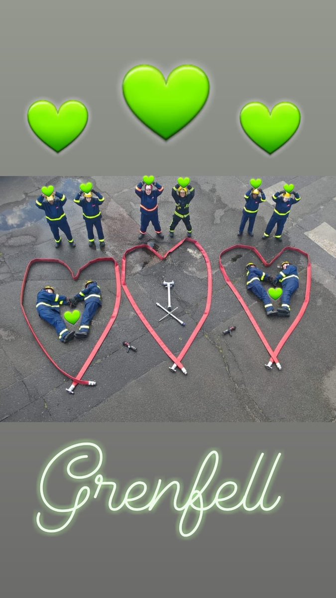 Our @LondonFire #firecadets from our Brent unit at Wembley fire station made this heartfelt tribute to the victims of the #Grenfell tragedy. #GreenForGrenfell