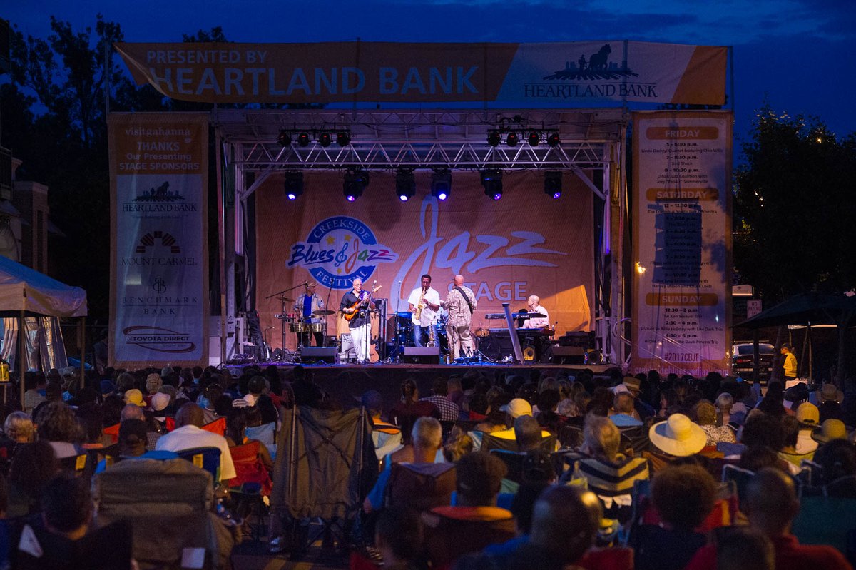 CityOfGahanna's tweet photo. Street closures are in effect now through Sunday for the @CreeksideBlues ! Be sure to visit our website for more info on street closures/parking options. https://t.co/BBBIvIWhHM #2018CBJF https://t.co/nIoDrYXPAa