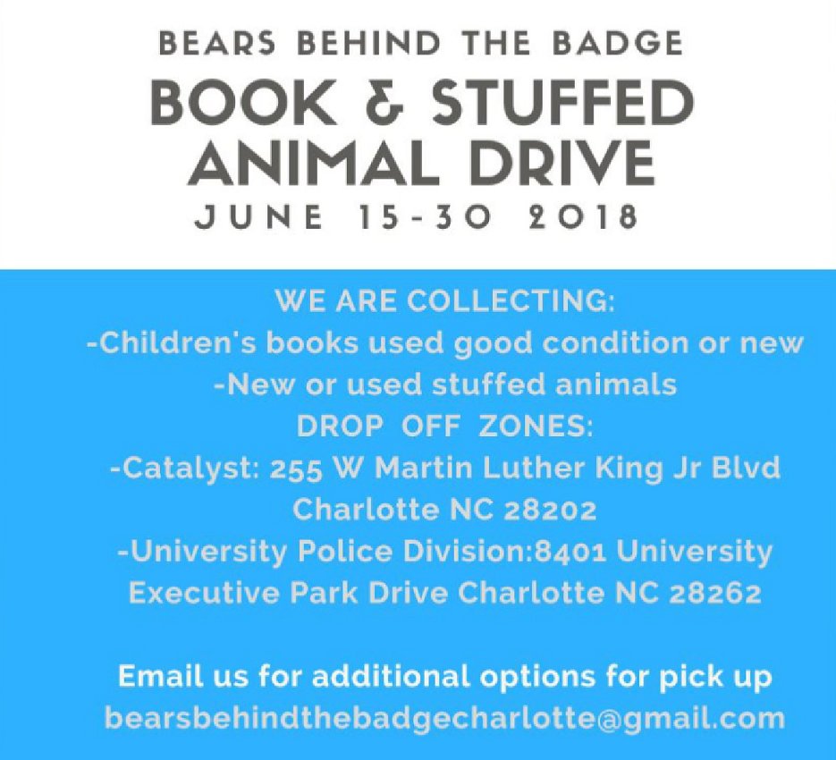 AshleyDDean92's tweet photo. Help spread some smiles this summer!   @FOX46News is GETTING RESULTS! Donate to @CMPD Book and Stuffed Animal Drive! @WavesofchangeC @bblakelyFox46 #bearsbehindthebadge https://t.co/hJiHUilYJk