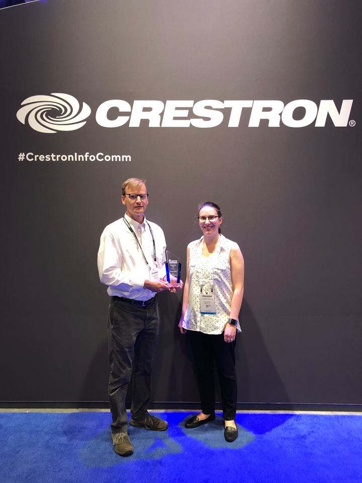 VeraviewLLC's tweet image. Our VP of Engineering, Thomas L. Sauter and our Sales Engineer, Catherine Connors accepting the award for best Hotel/Hospitality project of 2017. Thank you, #Crestron and #Commintegrator Magazine @CurtissHotel  #Infcomm18