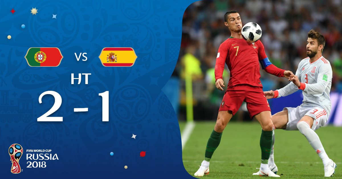 FIFAWorldCup's tweet photo. Annnnnnd breathe. 

@selecaoportugal lead in an extraordinary game in Sochi. 

#PORESP https://t.co/qR4H7gV7hw