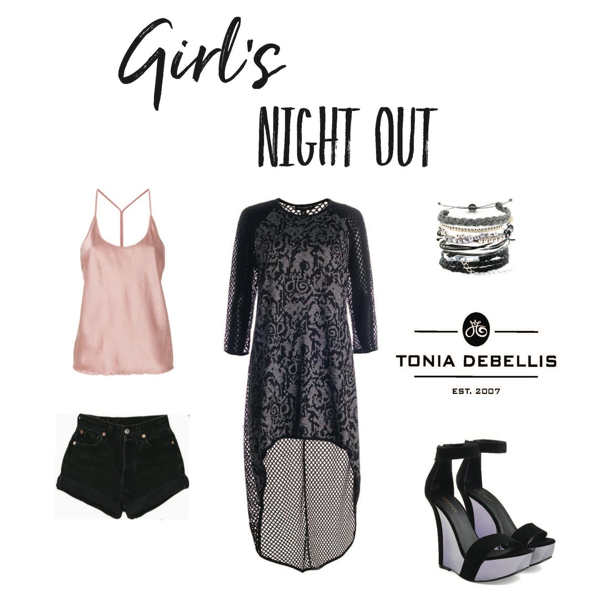 Shout out to all the #girls going out tonight!  #Lara #tunic #friday #fun #style #ootd #wedges #shorts #tank #girlsnightout #mesh