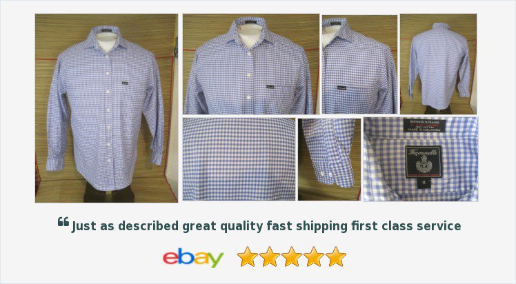 oldoldstuff's tweet image. FACONNABLE Men Dress Shirt M p2p 22 slim cotton check Blue Albert Goldberg | eBay #façonnable #buttonfront 
ebay.com/itm/3723369131…