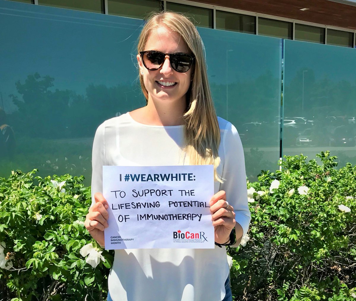Nadine, #BioCanRx’s Manager of Governance &amp; Corporate Operations, wears white to support the life-saving potential of #immunotherapy! #wearwhite