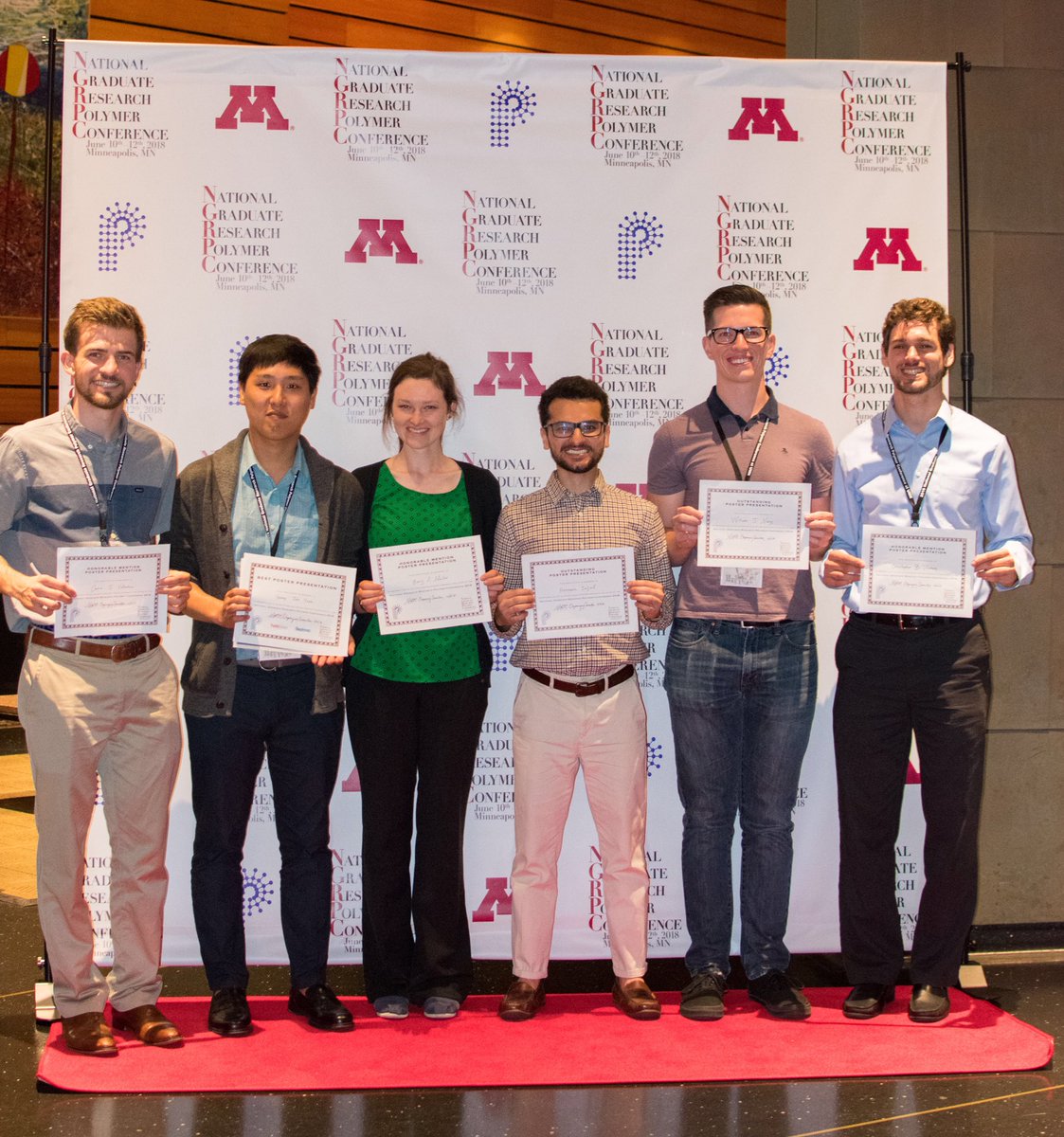 ngrpc18's tweet image. The #ngrpc18 poster award winners take the red carpet representing @GeorgiaTech @UMNChemistry @floridastate @uakron @TAMU @CarnegieMellon @UMich and Korea Research Institute of Chemical Technology

Congratulations! 👏🏼👏🏼
