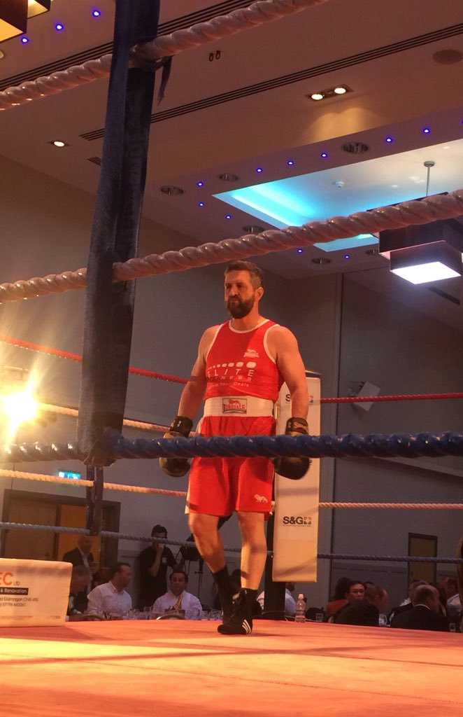 Paramount_db's tweet photo. So we’re all here at #FightNight18 and starting off with an Exhibition Bout featuring our Commercial Director, John Williams...over the years John has raised over £30k for @macmillancancer @MacmillanCymru by taking part in these events...hats off to you John! https://t.co/ExjdxXoi9v