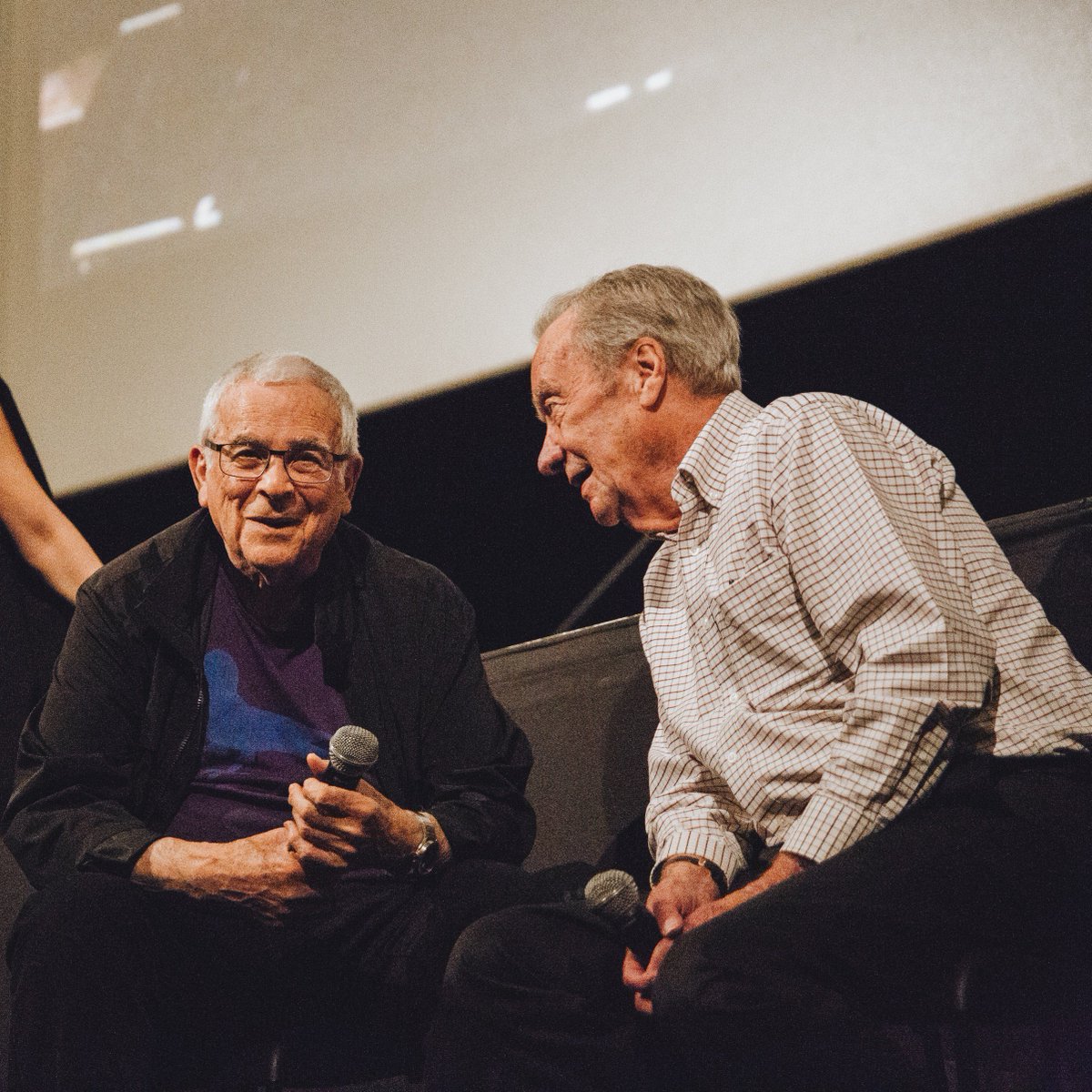 #Legends. Designers of the CBC logo (Burton Kramer) and Canada Wordmark (Jim Donoahue) onstage together at our World Premiere in Toronto. Photo by Streetcar Design Co.