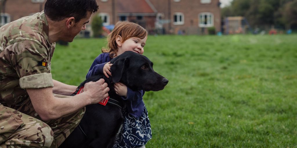 SSAFA's tweet photo. When Emily, 2, was diagnosed with a heart condition, her family decided to get an assistance dog. Thanks to financial support from SSAFA Thorney Island where her dad is based, Rocky is now being trained up. Read more: https://t.co/WA0XqIPuUM https://t.co/Ei8Un64xdv