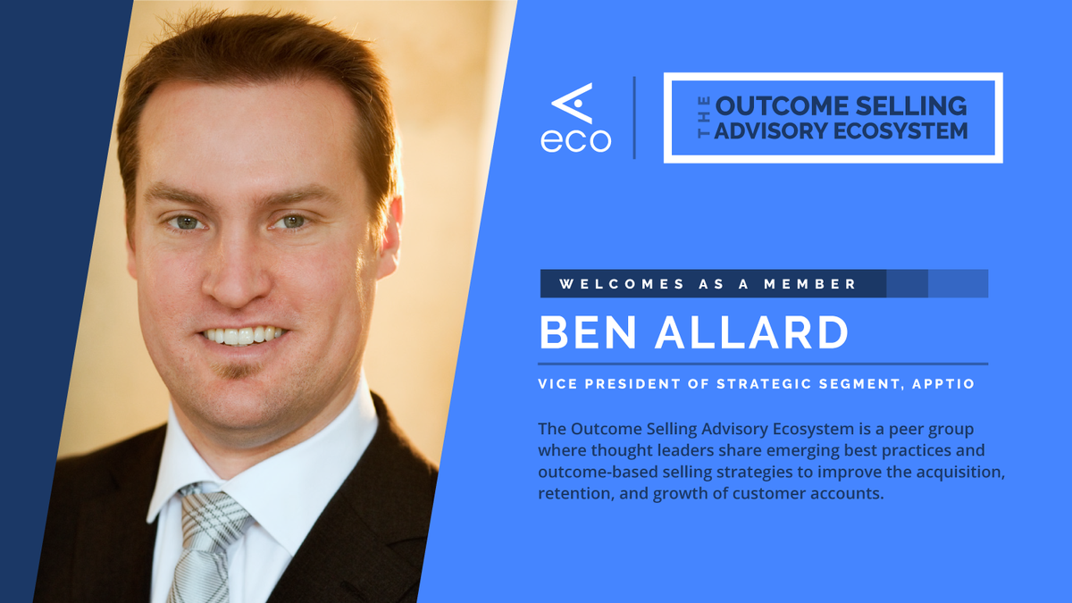 VMO_Team's tweet photo. Ecosystems Services welcomes Ben Allard of @Apptio as a member of the Outcome Selling Advisory Ecosystem https://t.co/eERGm4hJYC
