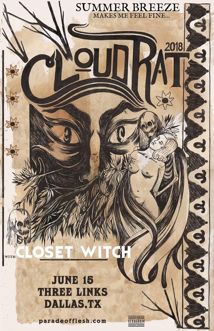 closetwitchband's tweet image. TONIGHT we'll be at @3LinksDeepEllum in Dallas, TX @Wildspeakerband #Hexum and of course, the incomparable #CLOUDRAT Our first time in Texas too, so come out and make us feel welcome!