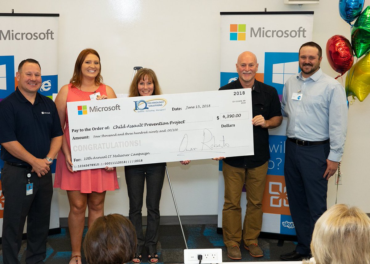 MicrosoftReno's tweet photo. The 10th annual IT Makeover Campaign presented by @MicrosoftReno and @iqisit awarded three local nonprofits with a combined $20,000 in technology funding. Congrats to Child Assault Prevention Project, Crisis Call Center and Dress for Success! #ITMakeover https://t.co/5NQDDlbEe9