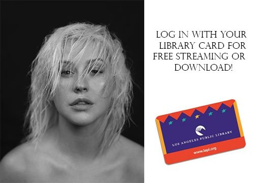 photograph of christina aguilera with text and library card image