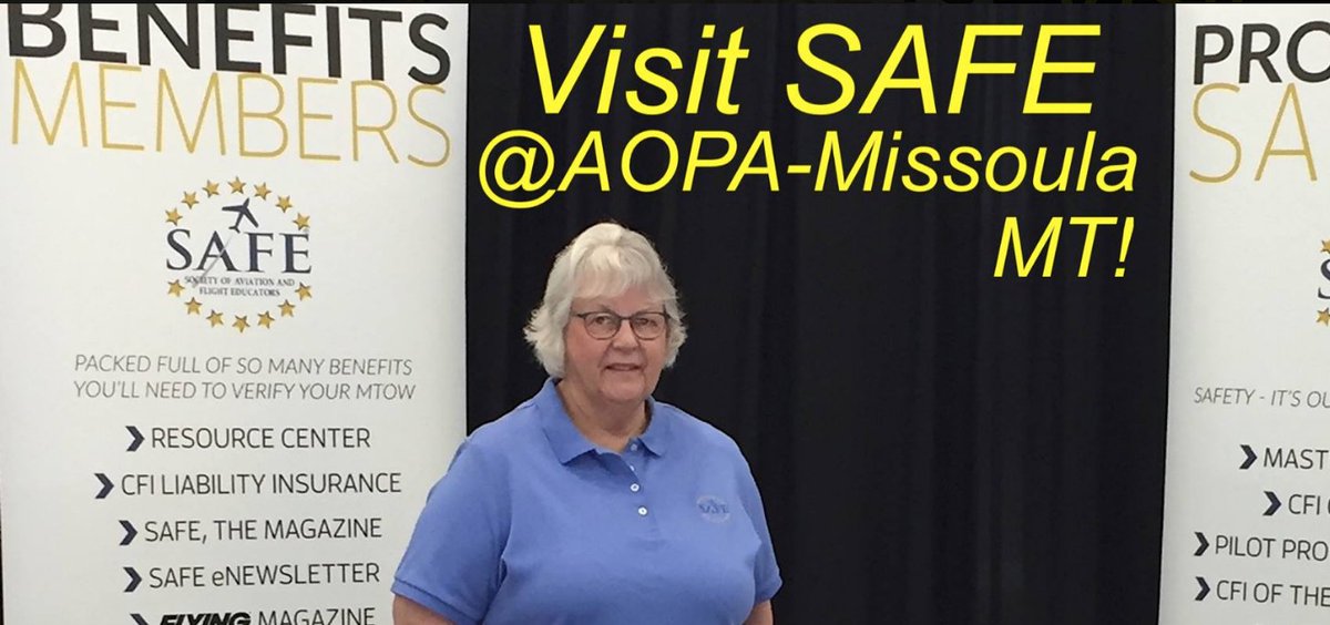 SAFEPilots's tweet image. SAFE at AOPA-Missoula (Booth #15) ow.ly/wBuP30kwpfb Seminars, great food and family fun bit.ly/JoinSAFE @TomHaines @bensclair @jetwhine @Steve_Flying @pattyaerobatics #pilotfun #AOPA-KMSO