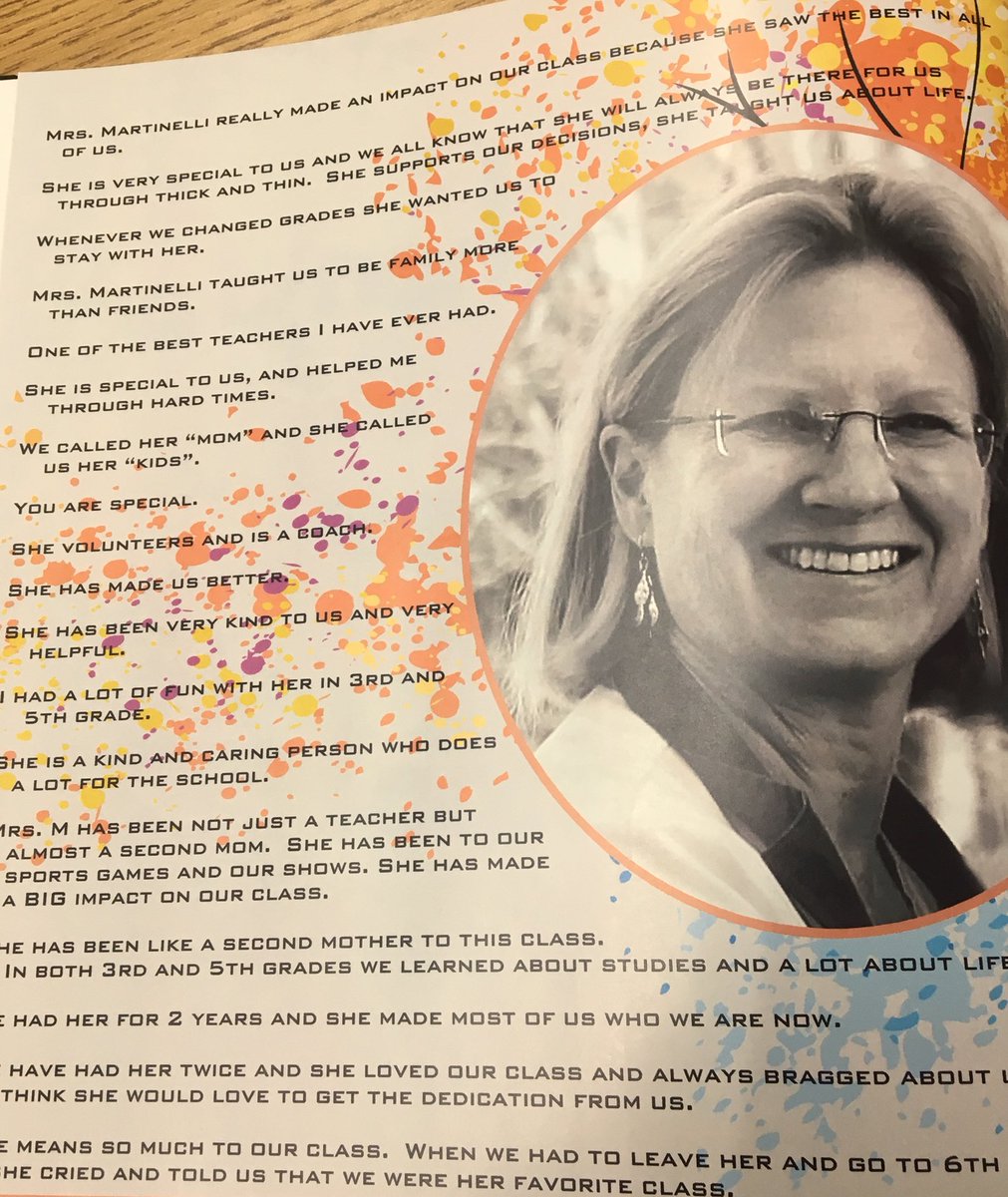 Sixth graders at GCS dedicated their yearbook to <a href="/CherylMartinel1/">Cheryl Martinelli</a>. She holds a very special place in their hearts. Congratulations! 🎉