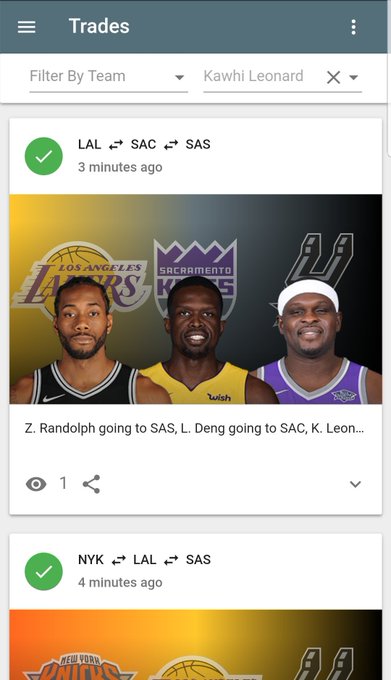 June 15, 2018 TradeNBA trades page