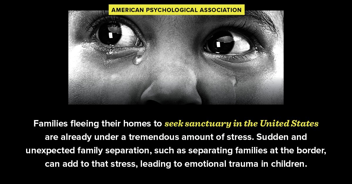 APA's tweet image. Yesterday, the APA sent a letter to the White House expressing our strong opposition to the new policy of separating parents and children who are detained crossing the border. Read the letter here: on.apa.org/2JNa4rH