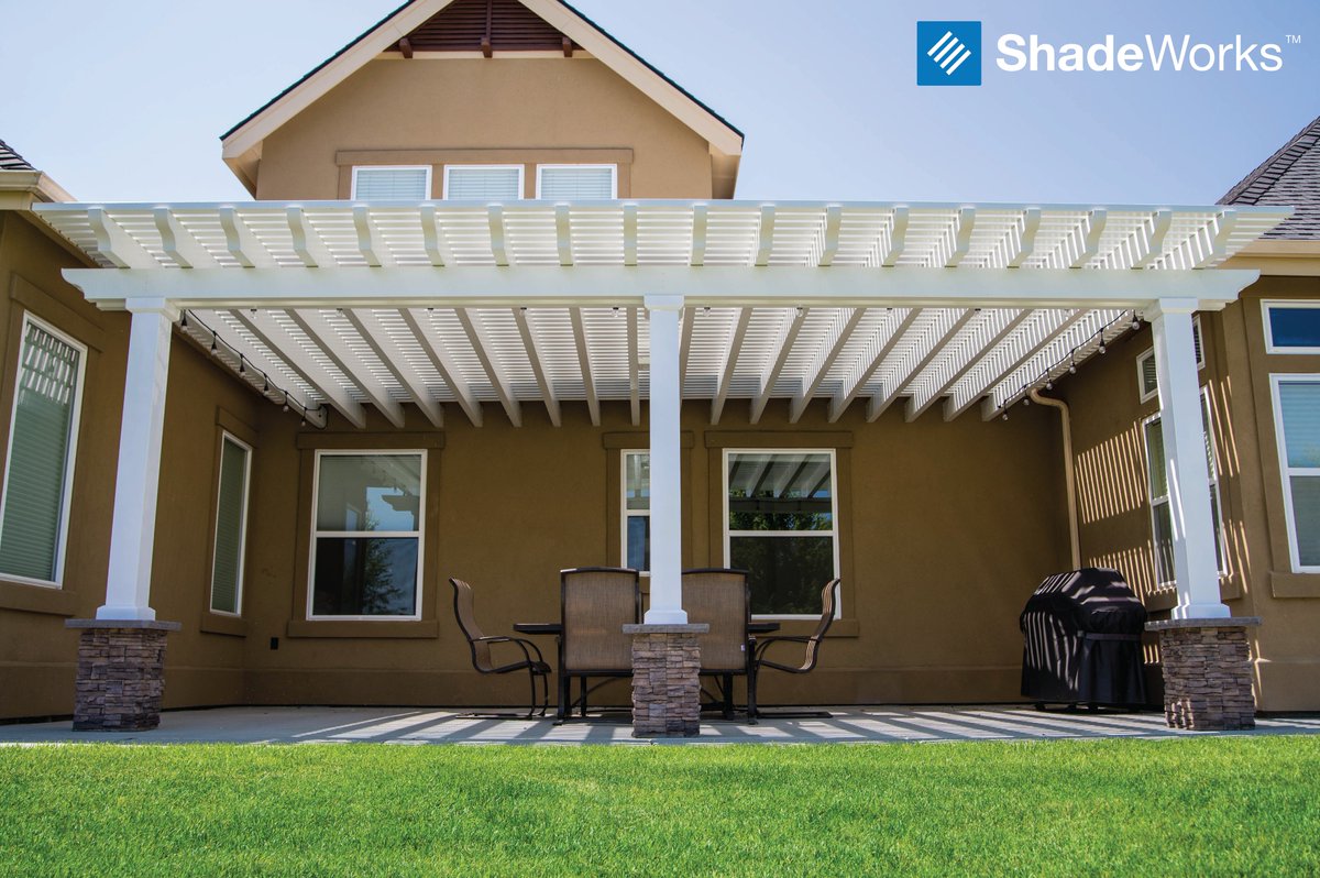 ShadeWorks_com's tweet photo. A MOCKWOOD™ pergola will not only add value to your home, but will also reduce cooling costs. It's a win win! See more at https://t.co/mlCq2DmK04 #ShadeWorks #MOCKWOOD #Pergola https://t.co/0RdVURusaO