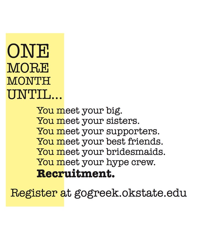 OkSUPanhellenic's tweet image. Don’t wait to register for formal recruitment, sign up now!! 
Link in bio. #okstate22
