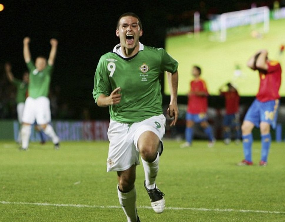 NorthernIreland's tweet image. We all remember the last man to score a hattrick against Spain.. 👀 #GAWA #WorldCup