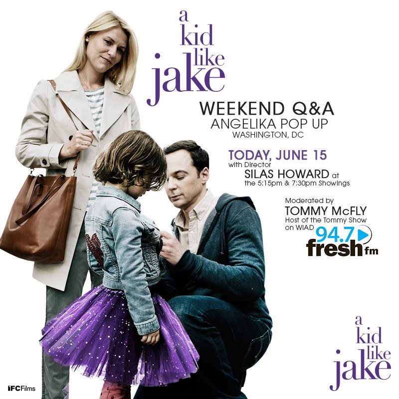 akidlikejake's tweet photo. DC! There are still tickets available for the 5:15pm and 7:30pm screenings of #AKidLikeJake with Q&amp;A’s with director Silas Howard! 
Moderated by Tommy McFly. Get tickets: https://t.co/CirFMiapy9 https://t.co/PKpTdDJWmt