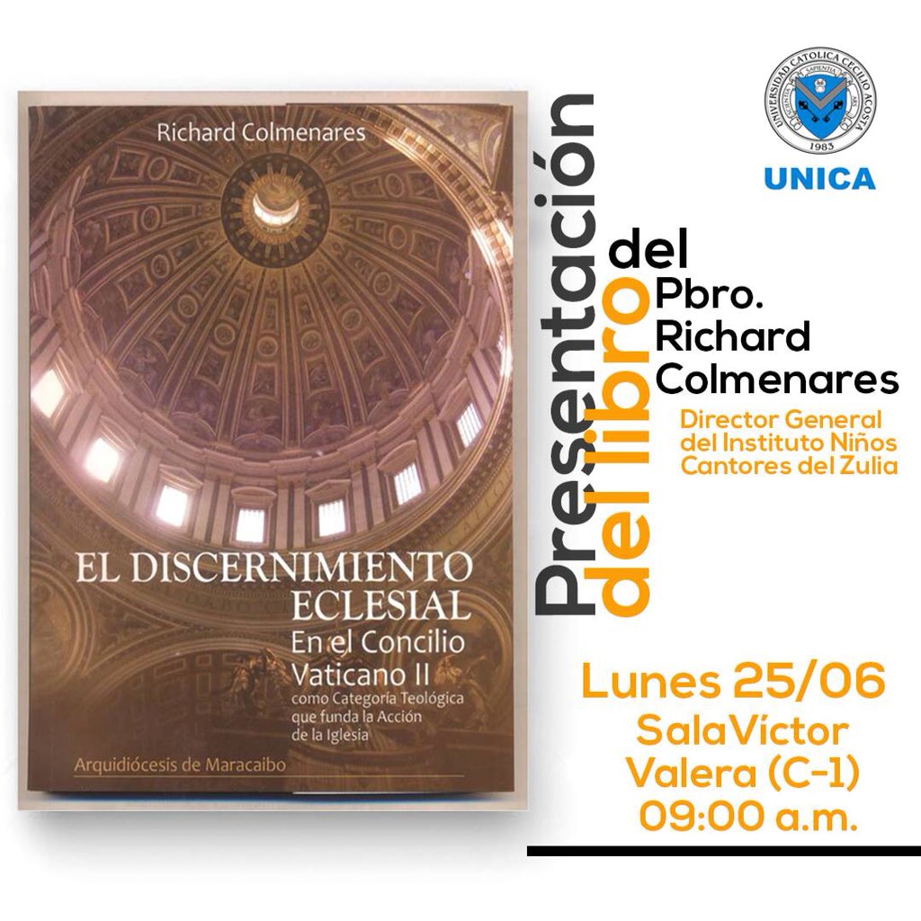 UNICAeduve's tweet photo. Dos nuevos #libros presentaremos el próximo 25/06, producto de las competencias intelectuales de #GenteUNICA

- El discernimiento eclesial en el Concilio Vaticano II, de la autoría del Pbro. Richard Colmenares. 

- La razón perdida desde la infancia, de la Dra. Beatriz Sánchez. https://t.co/dmsjzDrfDC