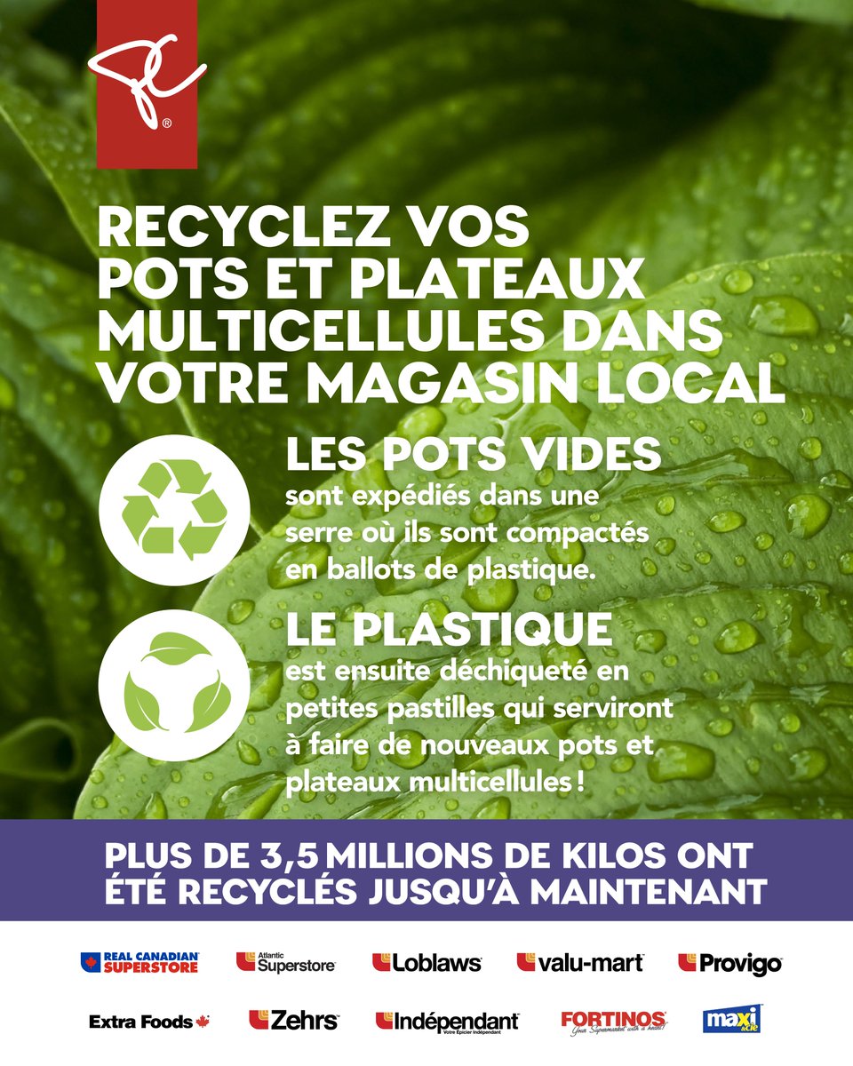 LoblawCies's tweet photo. Nos Centres de jardinage recyclent les pots et les plateaux multicellules vides. Apprenez-en plus à https://t.co/EHBuzQYdpN #microplastique #réductiondesmatièresrésiduelles https://t.co/BAD0FdPVGo