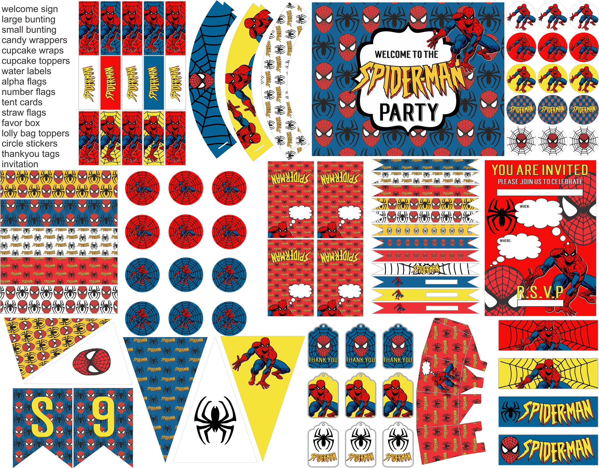 d.iz on Twitter: "Spiderman party printables, Spiderman party decorations, props everything you ...