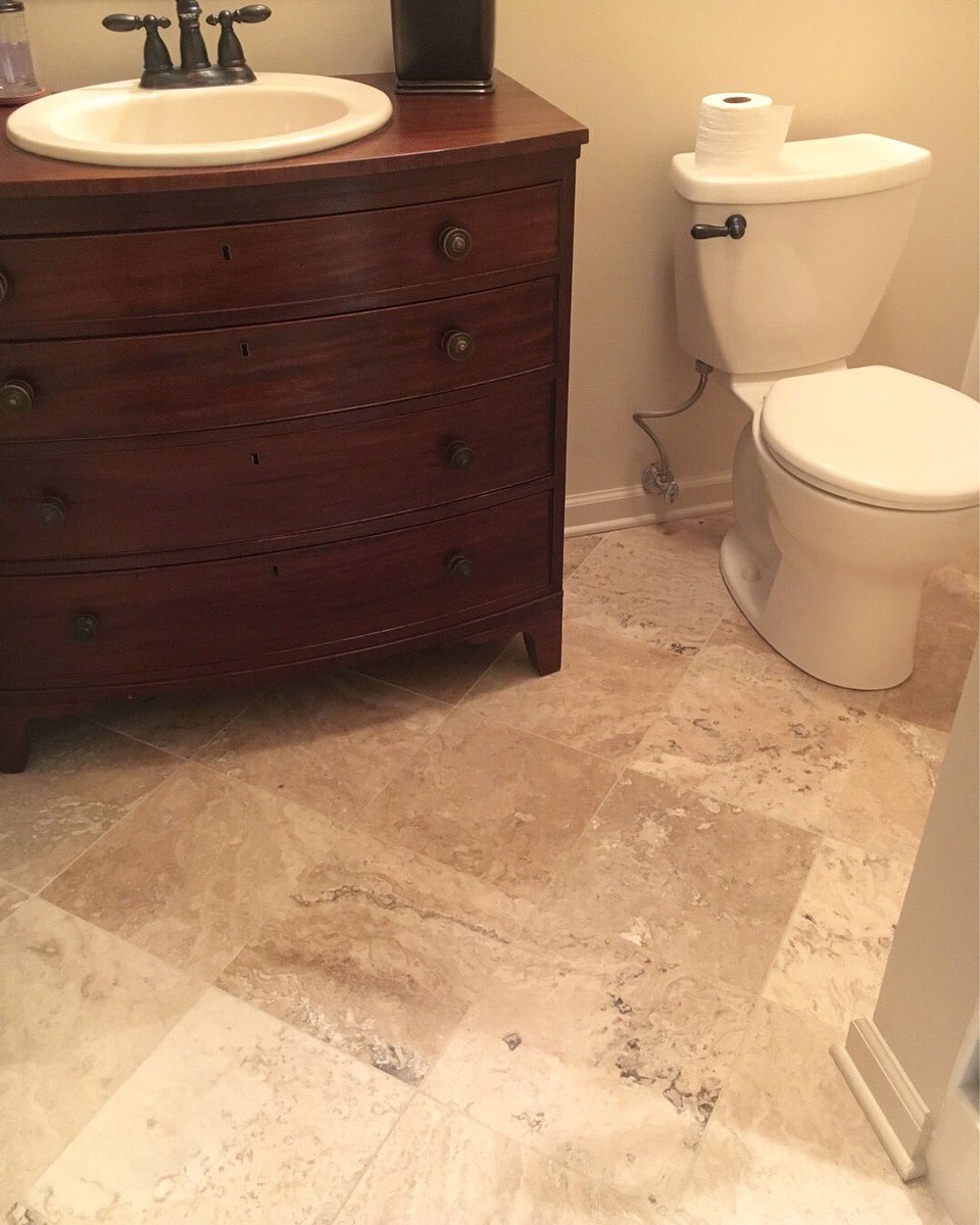 TileSensations's tweet photo. We are in love with Anne’s bathroom! Check out the travertine on the floors and a beautiful pebble mosaic in the shower! #tile #tilesensations #travertine #pebble #mosaic #funtile #natureinspired #resisttheordinary #girlboss #funtilefriday https://t.co/RTVZWZ9eR4