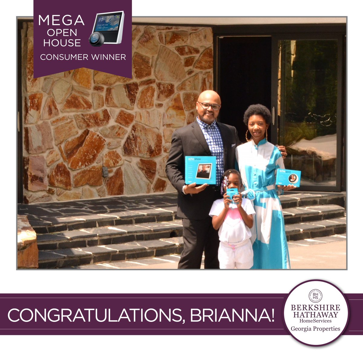 bhhsgeorgia's tweet photo. Congratulations to Brianna who visited Keith Biggs' (Buckhead office) open house and won an Amazon Alexa Prize pack! Brianna registered with our Spacio paperless registration and was entered into the drawing...and won!
#BHHSGeorgia #MegaOpenHouse #Winner #realestate #Buckhead https://t.co/gObO5uIVQd