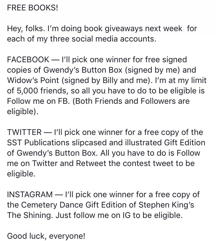 RichardChizmar's tweet image. FREE BOOKS!