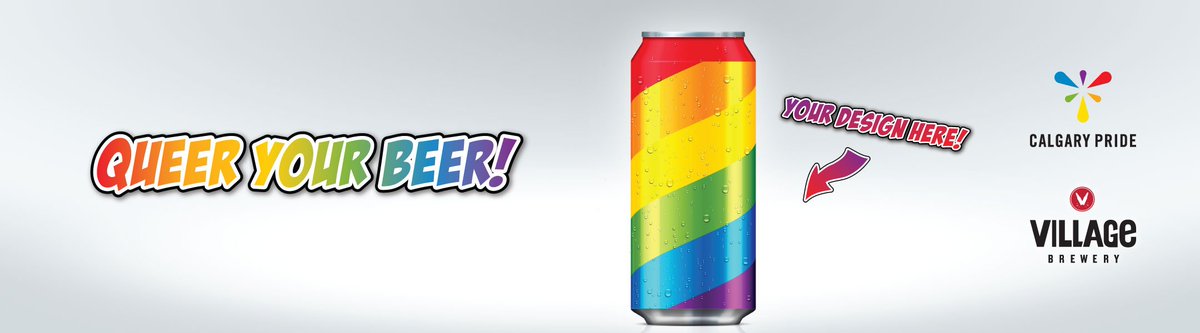 CalgaryPride's tweet photo. #CalgaryPride has teamed with @villagebrewery to bring you a Pride themed beer can for this year’s festival and we need your art! Enter by July 6 for a chance to win 10 dozen cans of #VillageBlond featuring your design. #queeryourbeer #freetobeme Details: https://t.co/di0PYnTNQk https://t.co/UE15UhfGrM