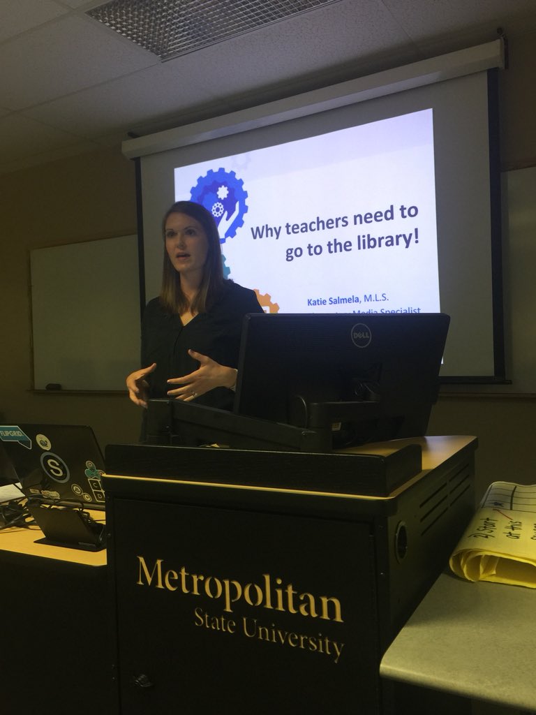 TheHomeworkDog's tweet photo. @KatieSalmela Sharing “Why Teachers Need To Go To The Library” at Metro State University. Thanks for sharing Katie! #one91 #metrostateMN https://t.co/tuKK1KUp6O