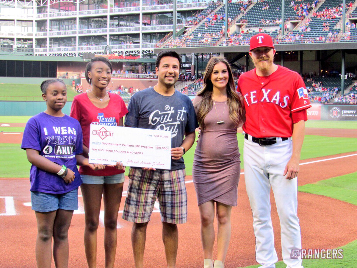 Texas Rangers on X: When in doubt, #GutItOut. Proud of @JakeDiekman who is  hosting local #TexasRangers fans battling IBD, Crohn's & Colitis  tonight and even donated $10K to the fight!  /