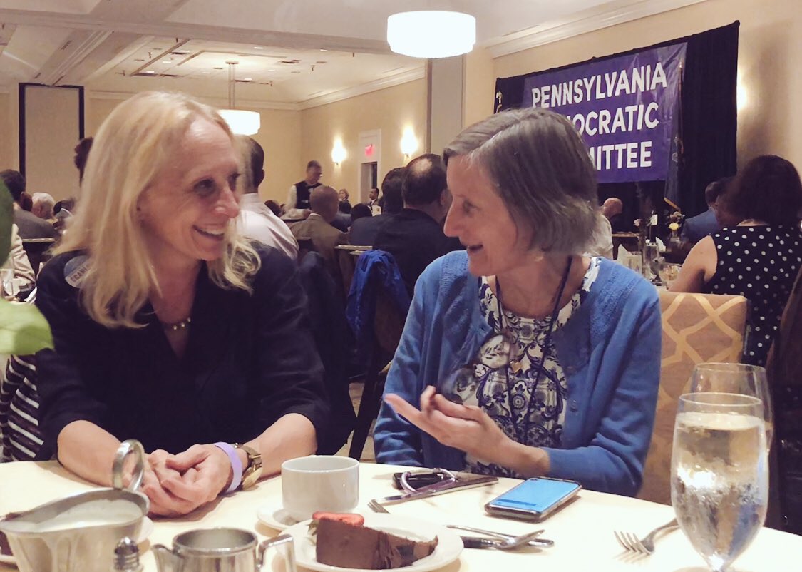 marygayscanlon's tweet photo. This is a first for both of us. We just learned that there are more than nine women who have recently been elected  chairs of their county Democratic parties across the Commonwealth. I’m excited to be on this journey with @DelcoDems new chair, Colleen Guiney #ElectWomen https://t.co/kdcWL2zjLc