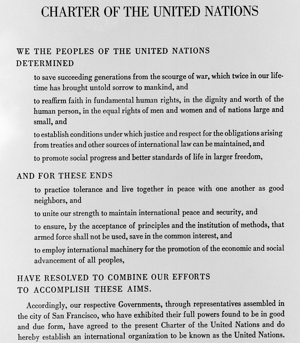 The UN Charter was signed on 26 June 1945 by the representatives of the 50 countries. Poland, which was not represented at the Conference, signed it later and became one of the original 51 Member States.  #DemHistory  #WhyIVoteDemocrat  #ForAll  #UnitedNations